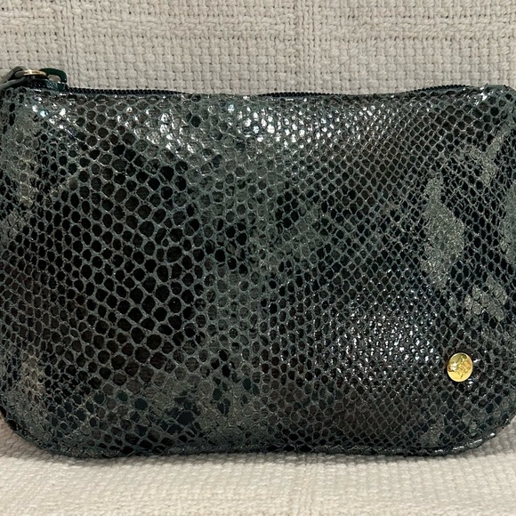 Stephanie Johnson Green & Black Snakeskin Cosmetic Bag with Gold Accent - Picture 1 of 8
